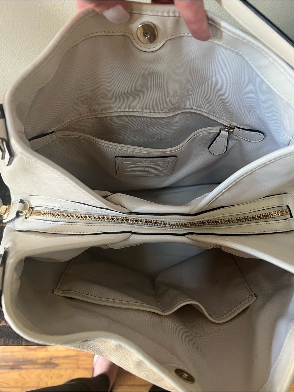 Coach Signature Edie Shoulder Bag with Light Khaki & Chalk Trim - Picture 6 of 11